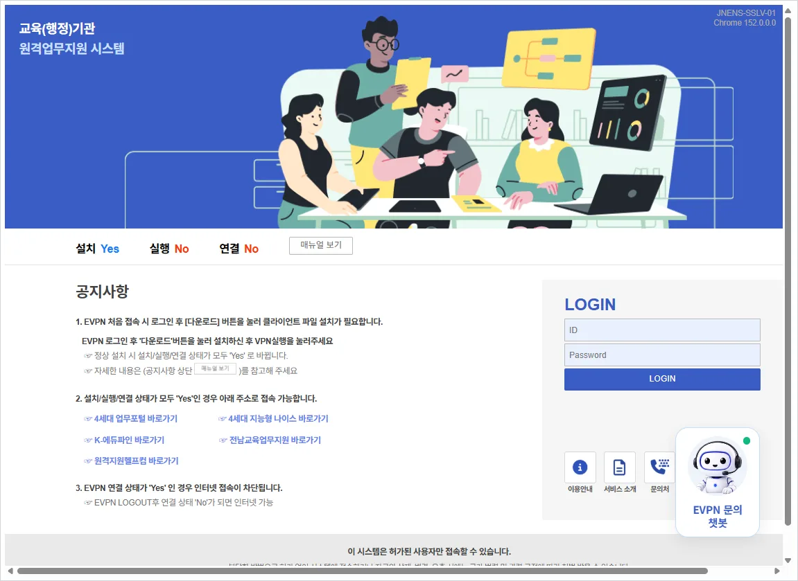 전라남도교육청 원격업무포털 (https://evpn.jne.go.kr)